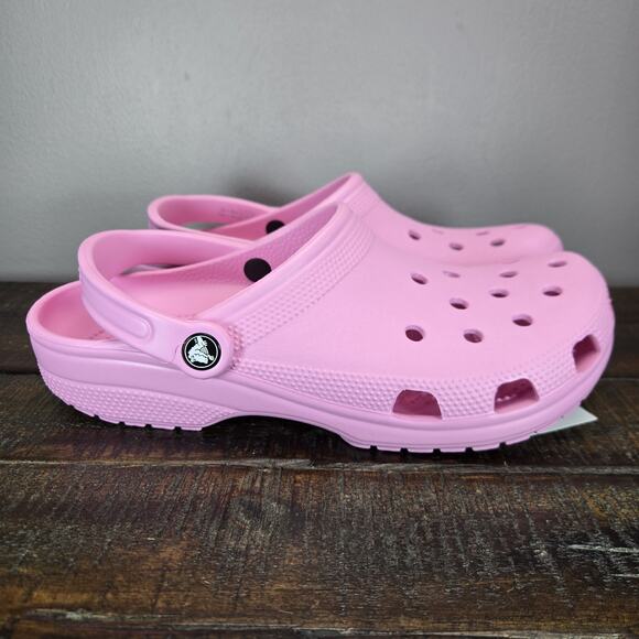 NEW Crocs Classic Slip On Clogs Mens Size 9 Sandals Water Friendly Tweed Pink - Picture 1 of 13